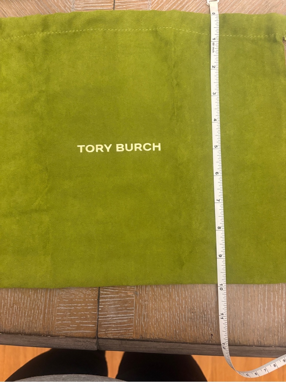 Tory Burch Olive Green Drawstring Logo Dust Pouch - Picture 4 of 4